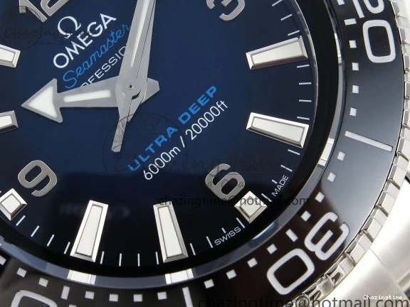 1229 EasyCare SEAMASTER PLANET OCEAN 6000M ULTRA DEEP 45.5MM SS TF 1:1 BEST EDITION BLUE DIAL BLACK BEZEL ON SS BRACELET A 7760